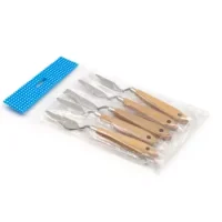 Espatulas Metalicas Mango Madera 5 Unidades