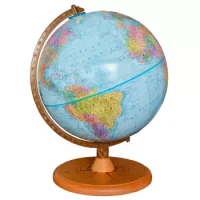Globo Terráqueo Azul Base Madera Diseño 30 Cm.