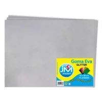 Goma Eva Glitter Pliego 10 Unidades Plata 45 X 60