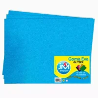 Goma Eva Glitter Pliego 10 U Celeste 45x60
