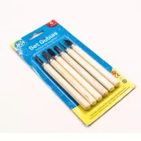 Set De 6 Gubias Mango De Madera