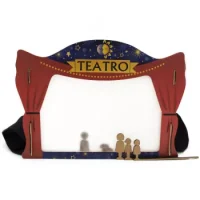 Teatro Triple De Sobras De Madera Con 5 Figuras