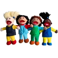 Set De 4 Titeres Multiculturales 35 Cm