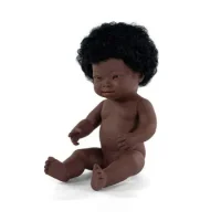 Muñeca Bebe Africana Sindrome De Down 38 Cm