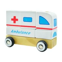 Encaje Tarugo Ambulancia De Madera 12 X 7 X 8 Cm