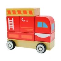Encaje Tarugo Carro De Bomberos De Madera 12 X 7