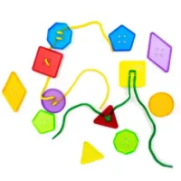 Botones Geométricos 12 Unidades, 6 Formas, 2 Cordo