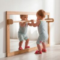 Espejo Irromp. Borde Madera C/pasamano 129 X 69cm