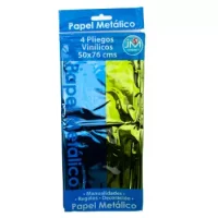 Papel Metálico Azul-verde 4 Pliegos Vinílicos 50 X