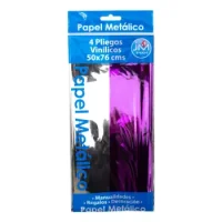 Papel Metálico Plata-lila 4 Pliegos Vinílicos 50 X