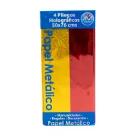 Papel Holográfico 50x76cm 4 Pliegos Dorado-rojo