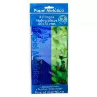 Papel Metálico Verde-azul 4 Pliegos Holográficos 5