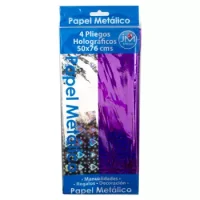 Papel Metálico Plata-lila 4 Pliegos Holográficos 5