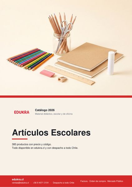 Portada del catálogo Edukra de Artículos Escolares